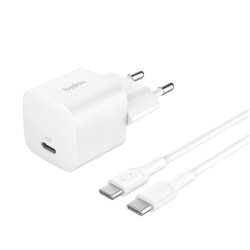 BELKIN 25W USBC PD WALL CHARGER & 1M PVC C-C, WHT
