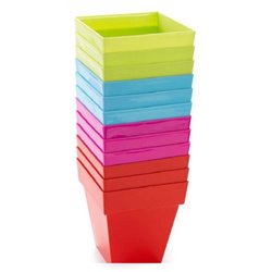 MACETA PLASTICO CUADRADA 14cm SURTIDO COLORES