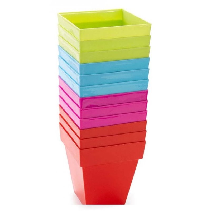 MACETA PLASTICO CUADRADA 14cm SURTIDO COLORES