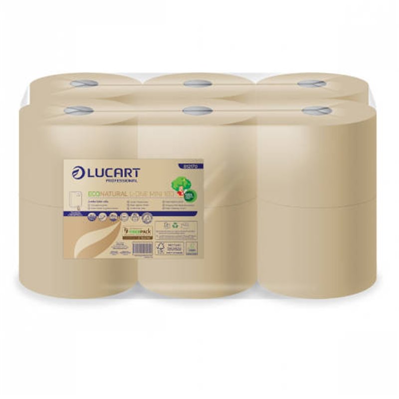 PAQUETE 12 ROLLOS HIGIENICO INDUSTRIAL ECONATURAL L-ONE MINI LUCART CE658