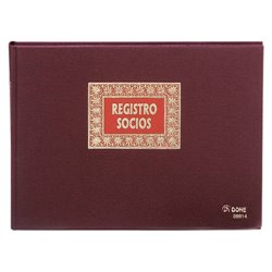 LIBRO DE REGISTROS REGISTRO SOCIOS FOLIO APAISADO 100 HOJAS NUMERADAS DOHE 09914
