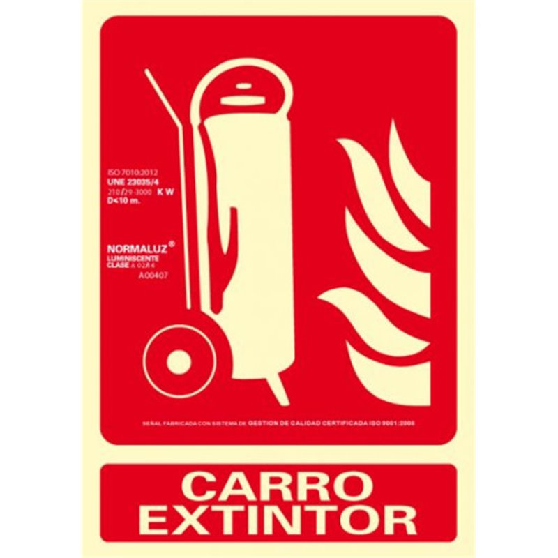 SEÑAL "CARRO EXTINTOR" 210X300 PVC ROJO ARCHIVO 2000 6171-02H RJ
