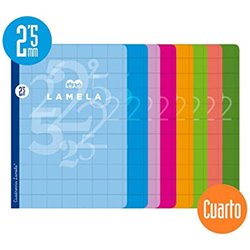 LIBRETA CUARTO 50 HOJAS RAYADO 2,5 MM-COLORES SURTIDOS LAMELA 06C002