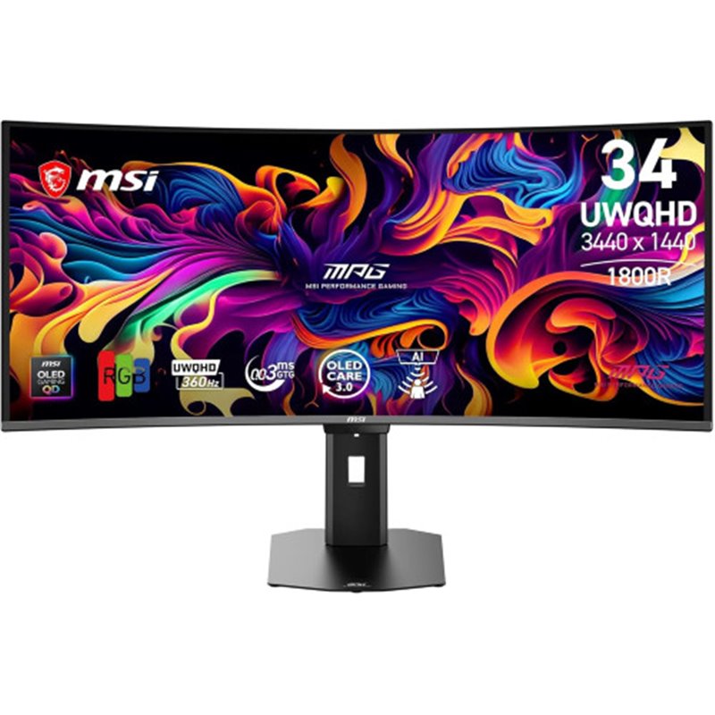 MSI MONITOR MPG 341CQR QD-OLED X36. 34" CURVE 1800R. 3440X1440 (UWQHD). 360HZ. NEGRO