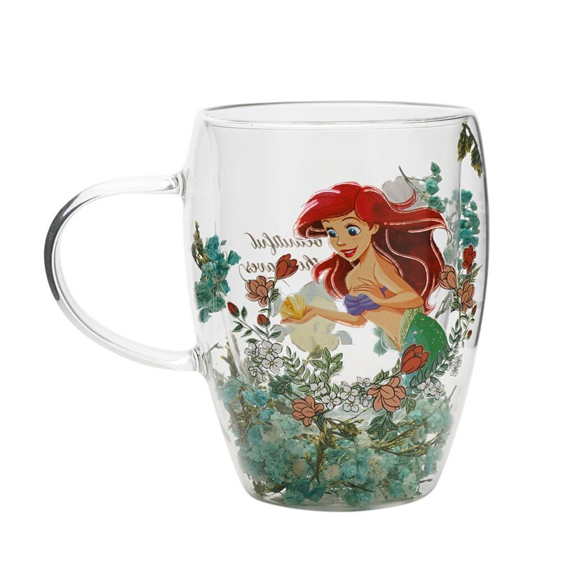 Taza cristal flores secas Ariel Princesas Disney