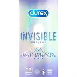 DUREX INVISIBLE SUPER FINO EXTRA LUBRICADO 12 UDS